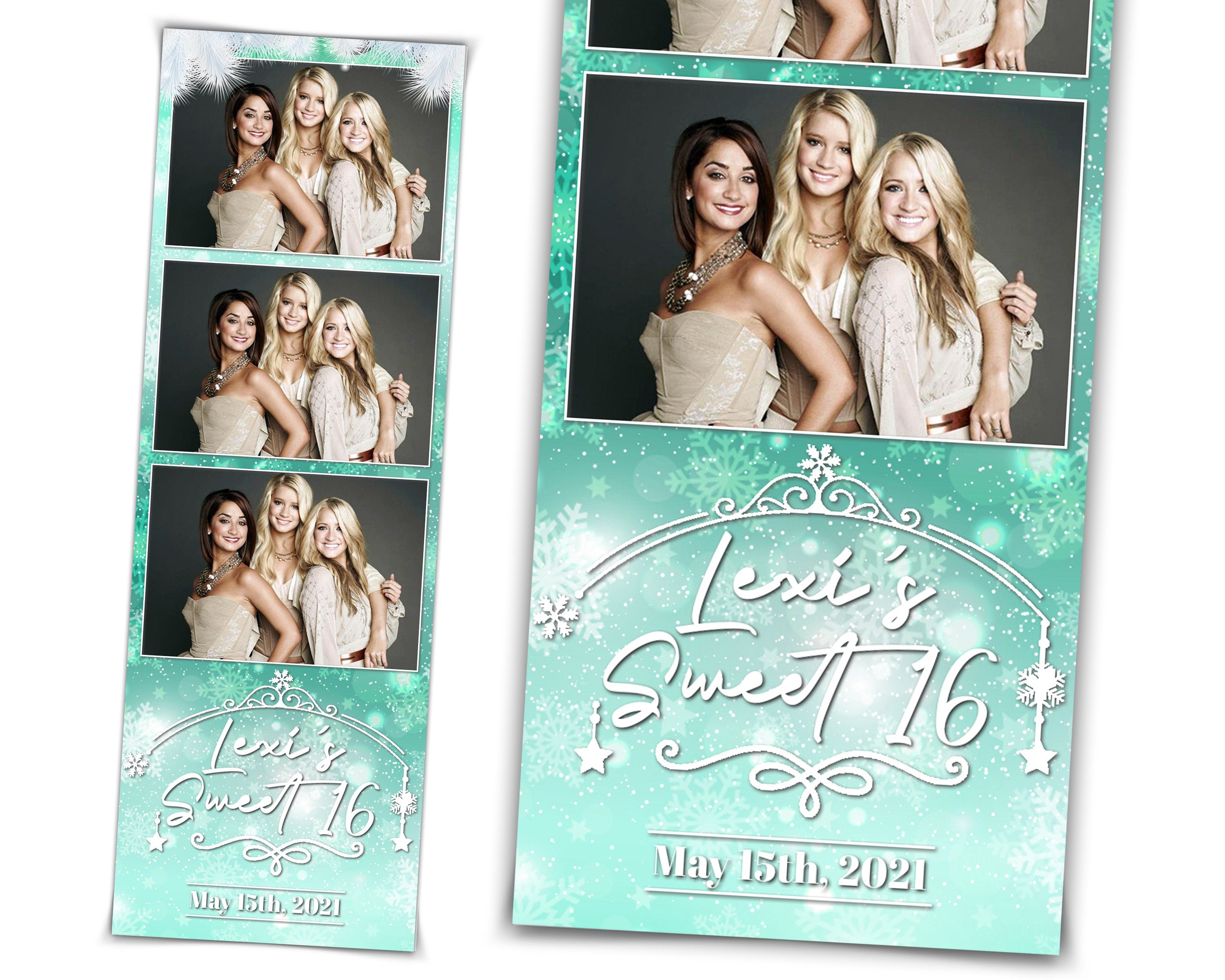 Snowflakes Photo Booth Template | Sweet 16 | Winter Wonderland | Snow 2x6 stripe | Snowflake Photobooth