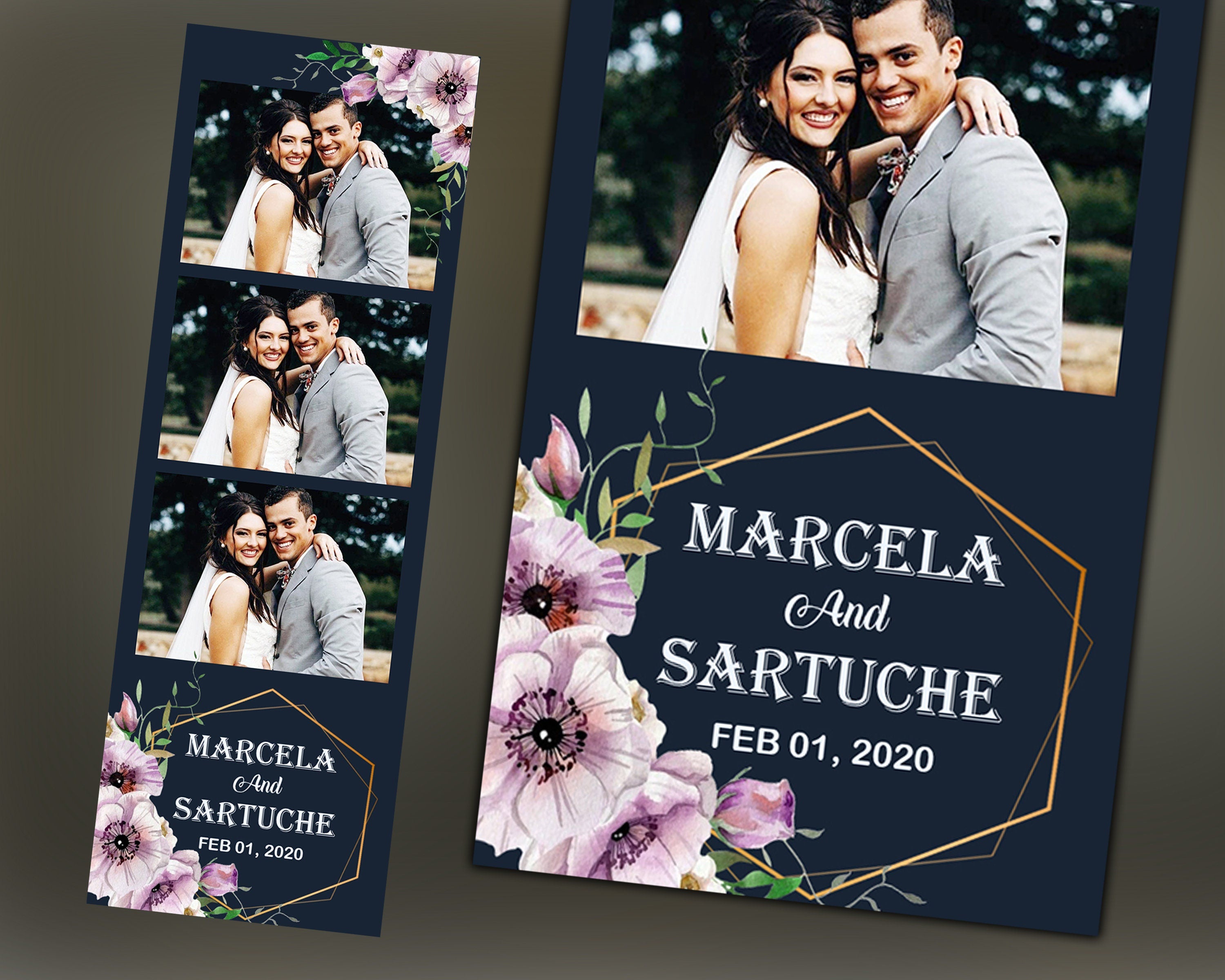 Wedding Bridal Shower Photobooth Template Sweet 16 Sixteen Floral Anniversary Photo Booth Template  2x6