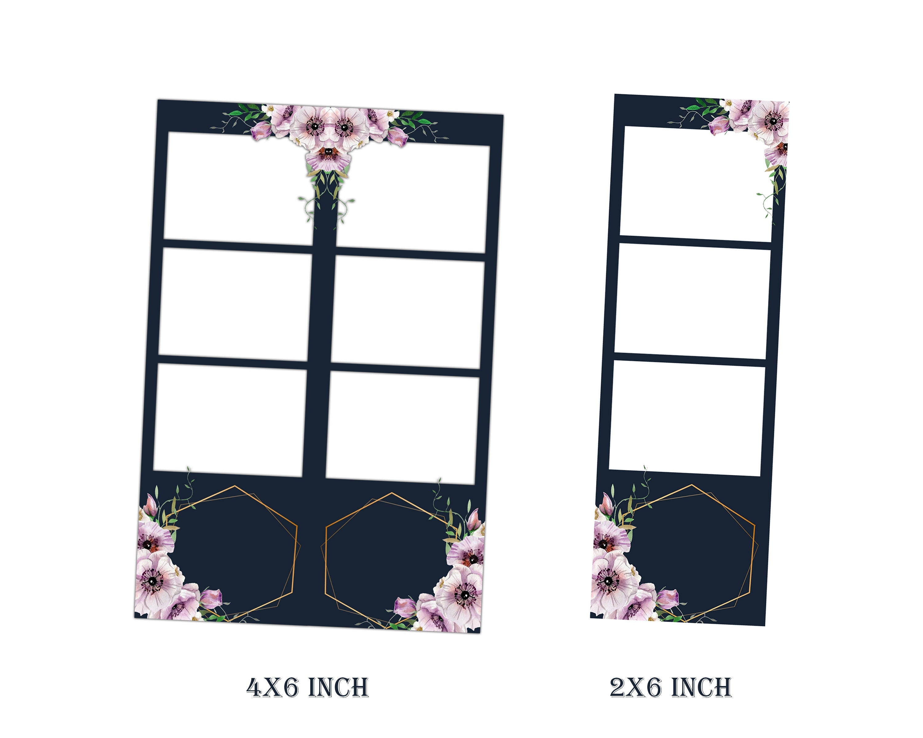 Wedding Bridal Shower Photobooth Template Sweet 16 Sixteen Floral Anniversary Photo Booth Template  2x6