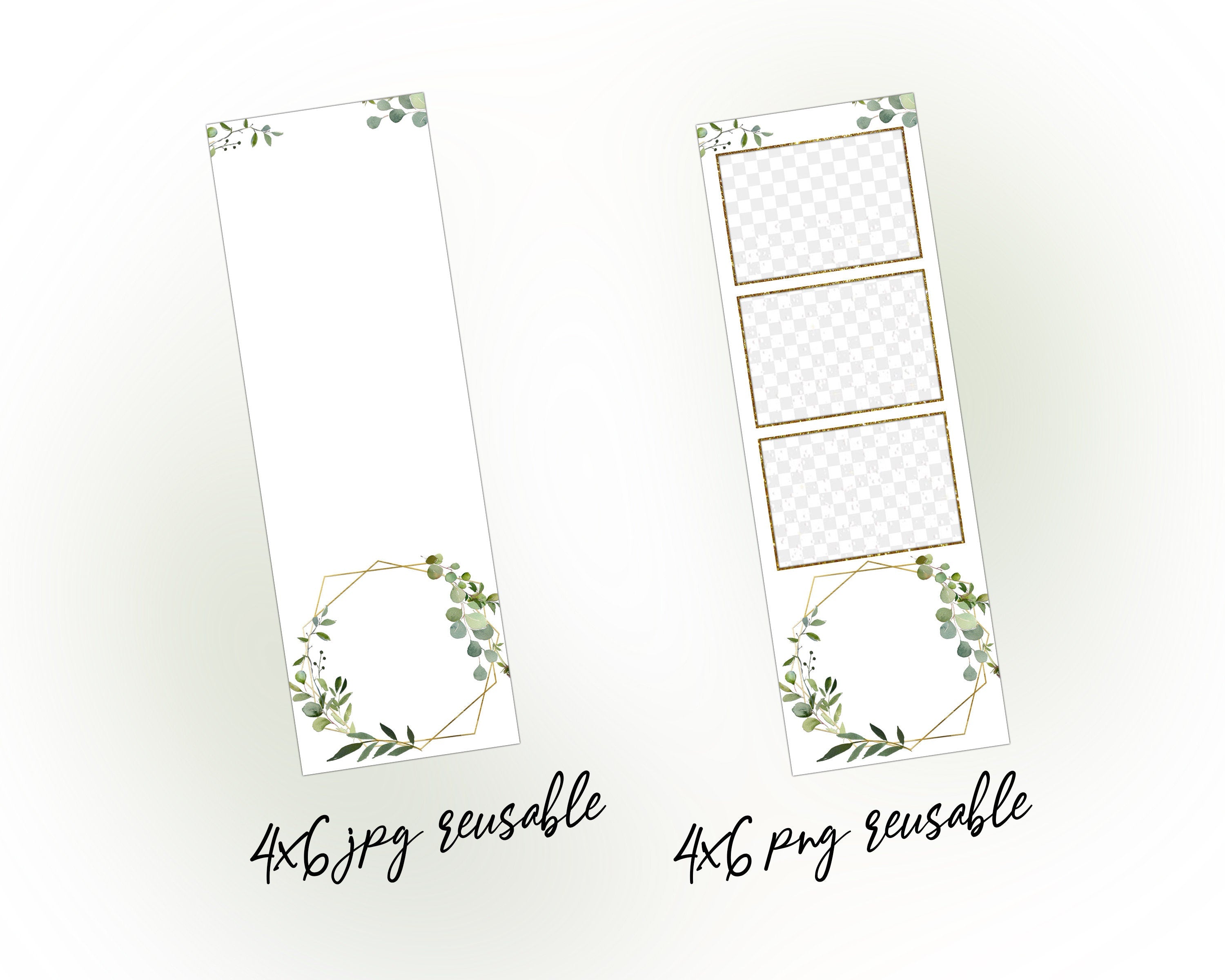 Wedding Bridal Shower Floral Anniversary Photo Booth Template 2x6 Photobooth Template with Font file