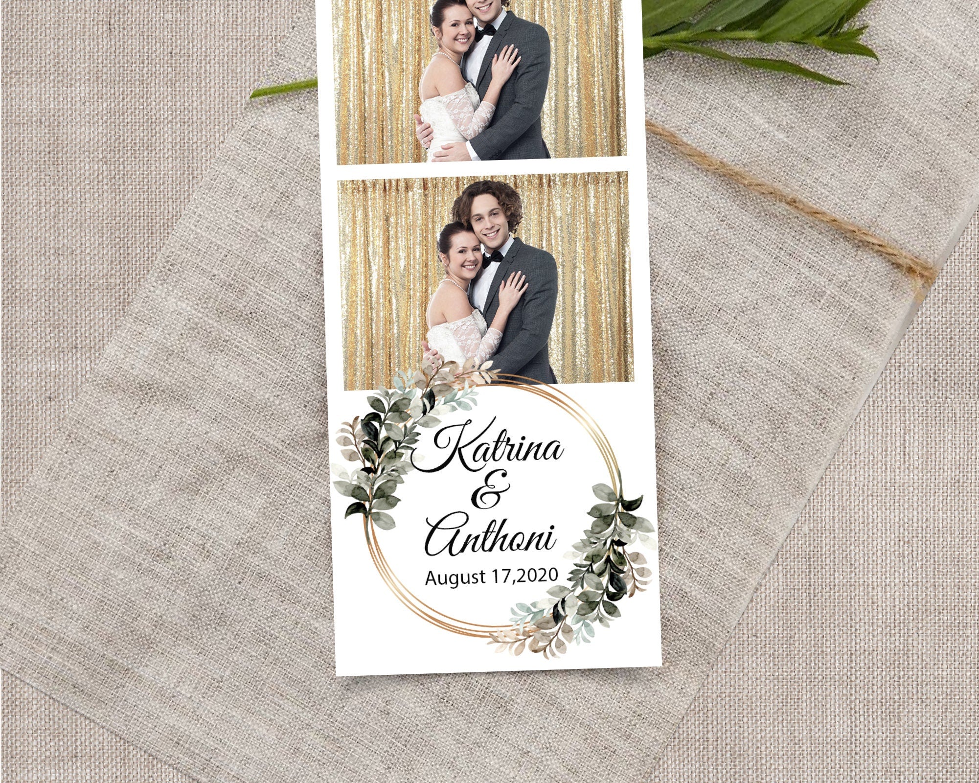 Wedding Bridal Shower Sweet 16 Floral greenery Anniversary Photo Booth Template 2x6 Photobooth Template with XBDR Booth File and Font