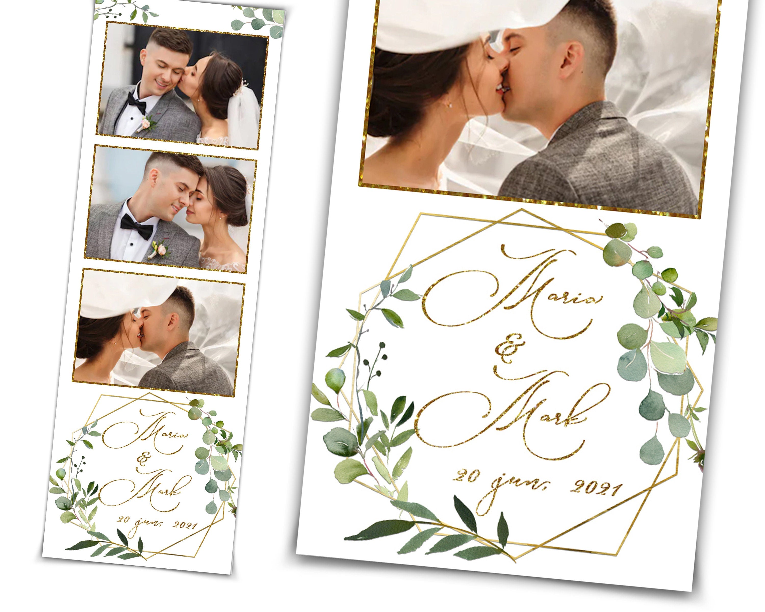 Wedding Bridal Shower Floral Anniversary Photo Booth Template 2x6 Photobooth Template with Font file