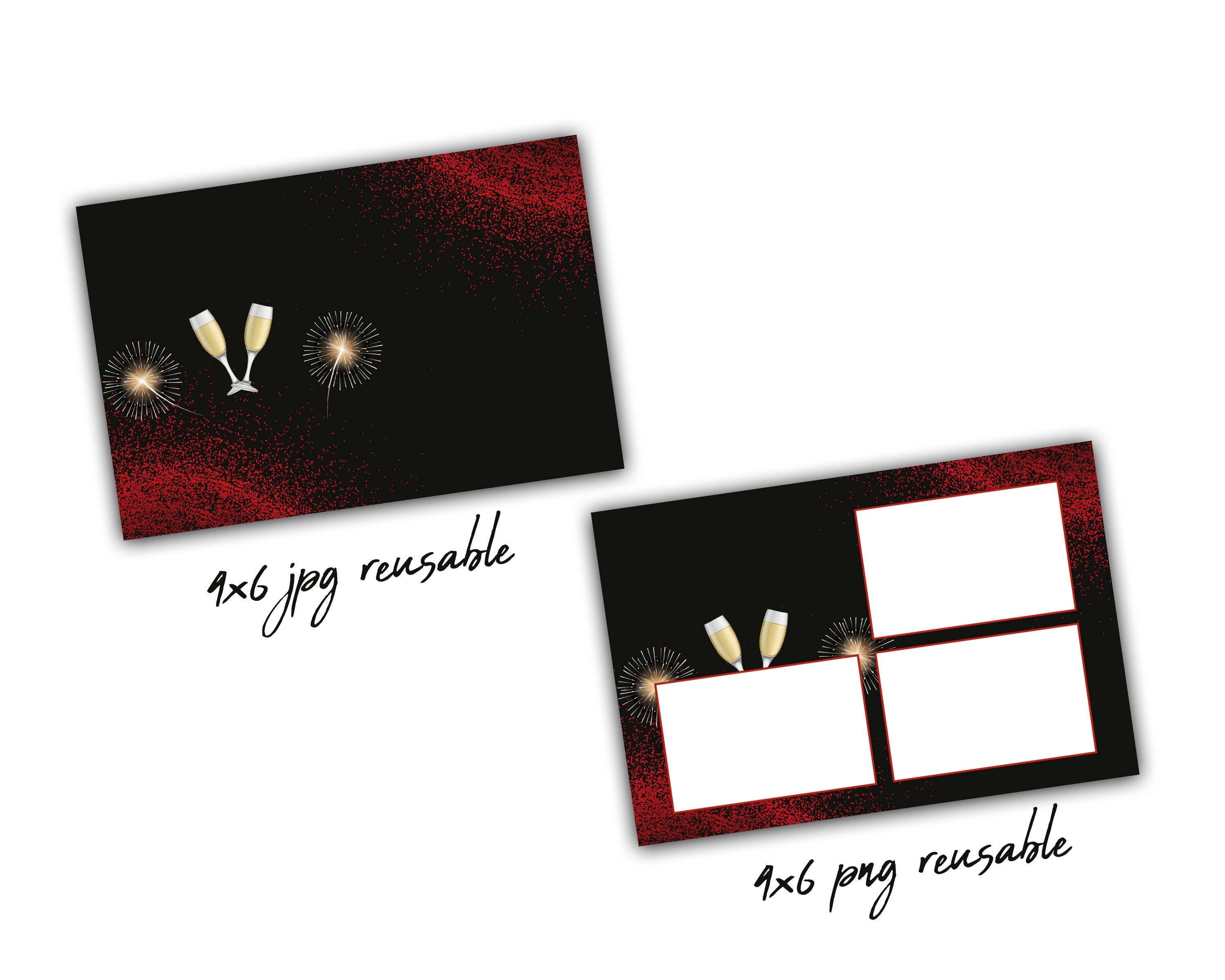 Photo Booth Template Birthday Party red glitter & black Photobooth Template 4x6  3 Photo Frame Template