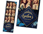 Birthday Blue Butterfly Quinceañera Photobooth template 2x6 strip sweet sixteen 16 birthday navy blue photo booth template
