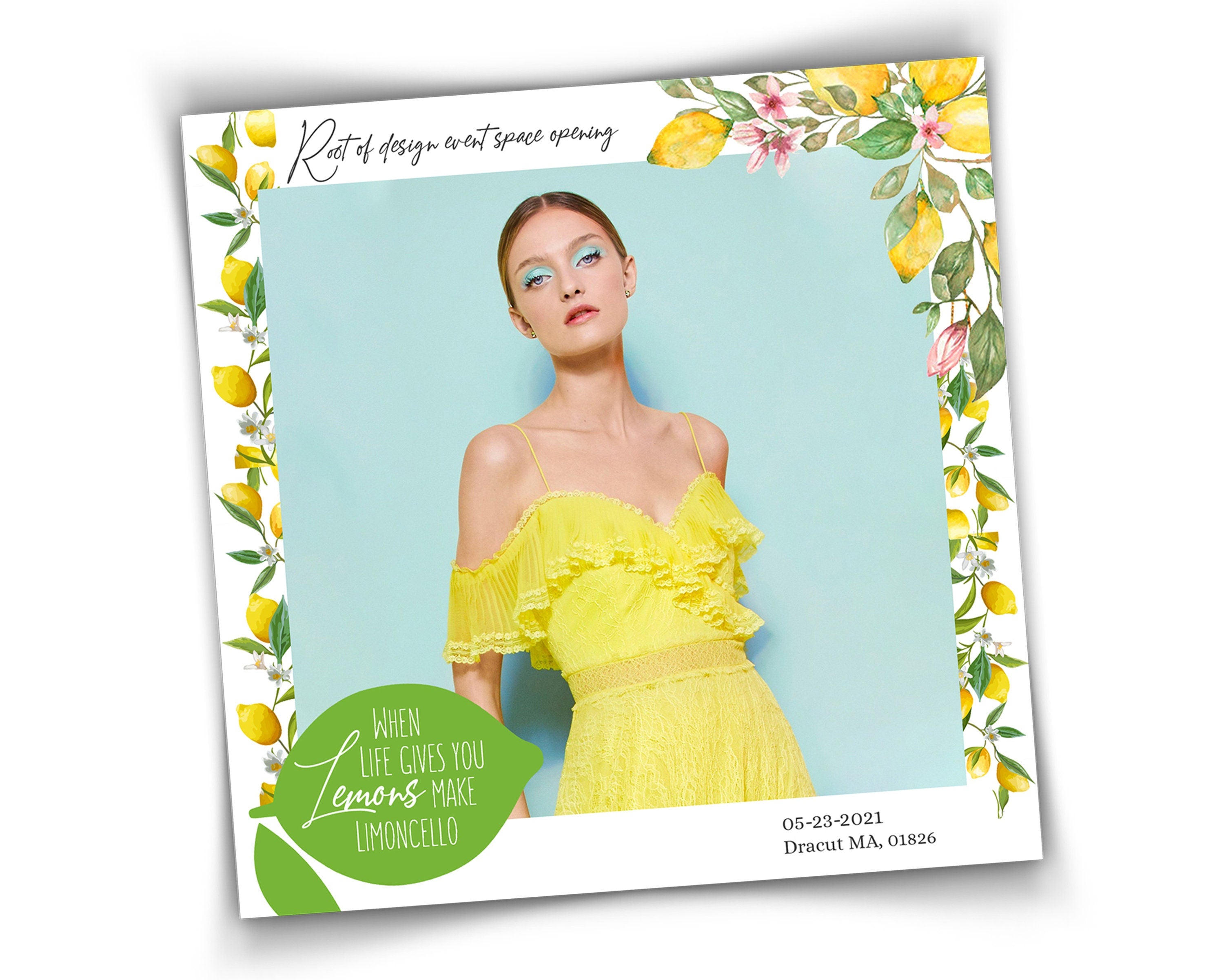 Limoncello Theme 1600x1600 square photo booth template , When life gives you Lemons, make Limoncello ,