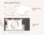 Greenery with Golden Accent Wedding Photo Booth Template Photobooth Template anniversary with text personalization