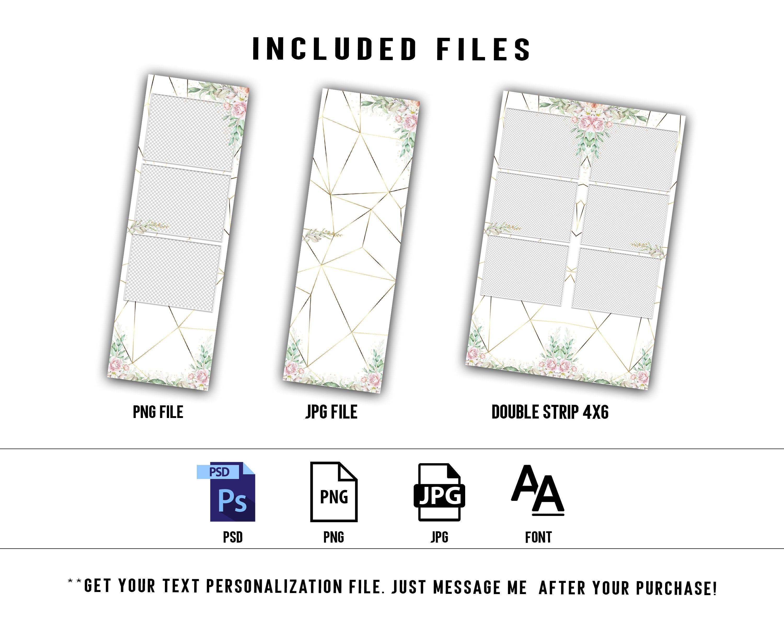 Wedding Photo Booth template bundle 2x6 stripe and 4x6