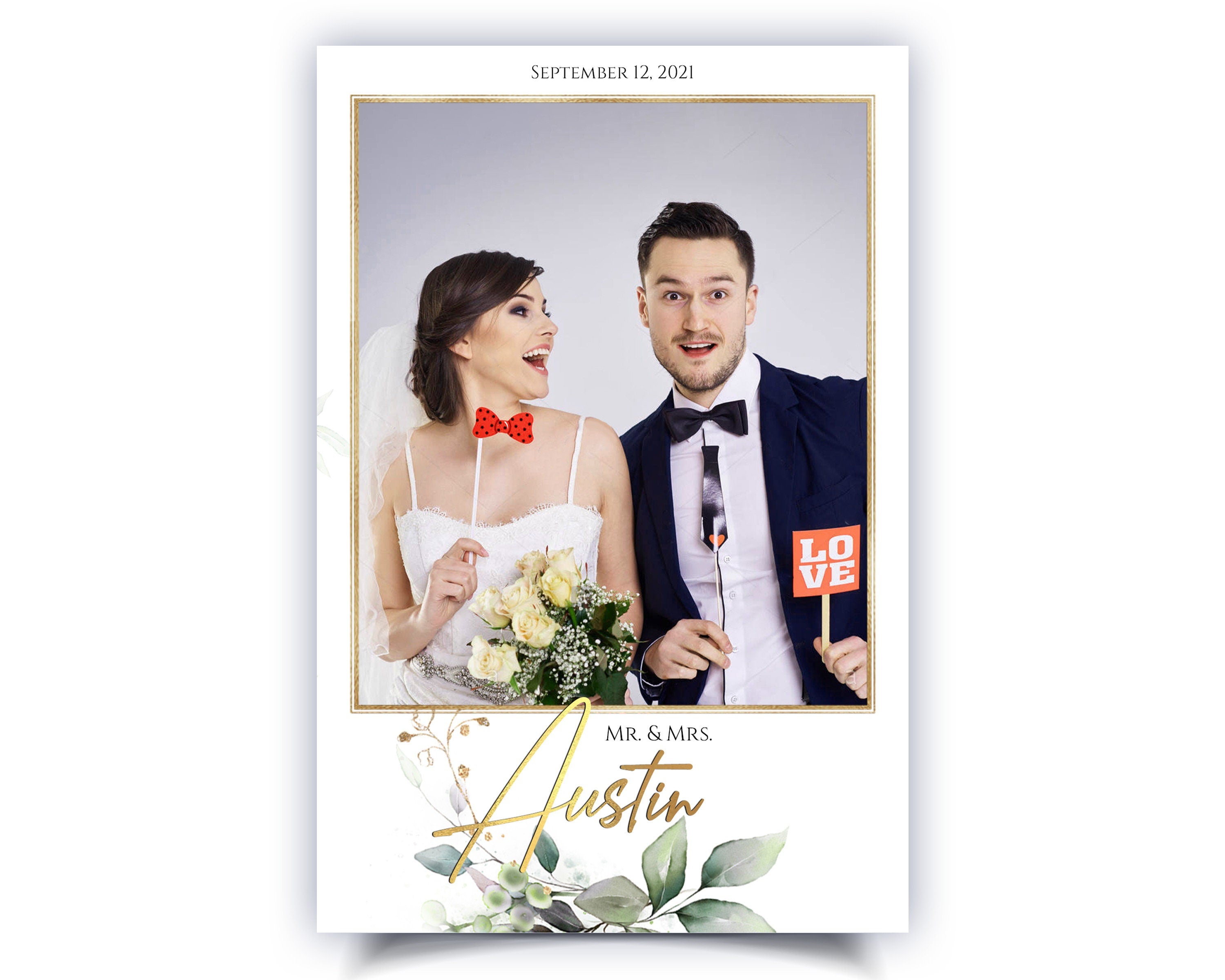 Wedding Photo Booth Template Greenery and Gold Floral Anniversary Template 4x6 portrait mirror booth template watercolor eucalyptus TB336