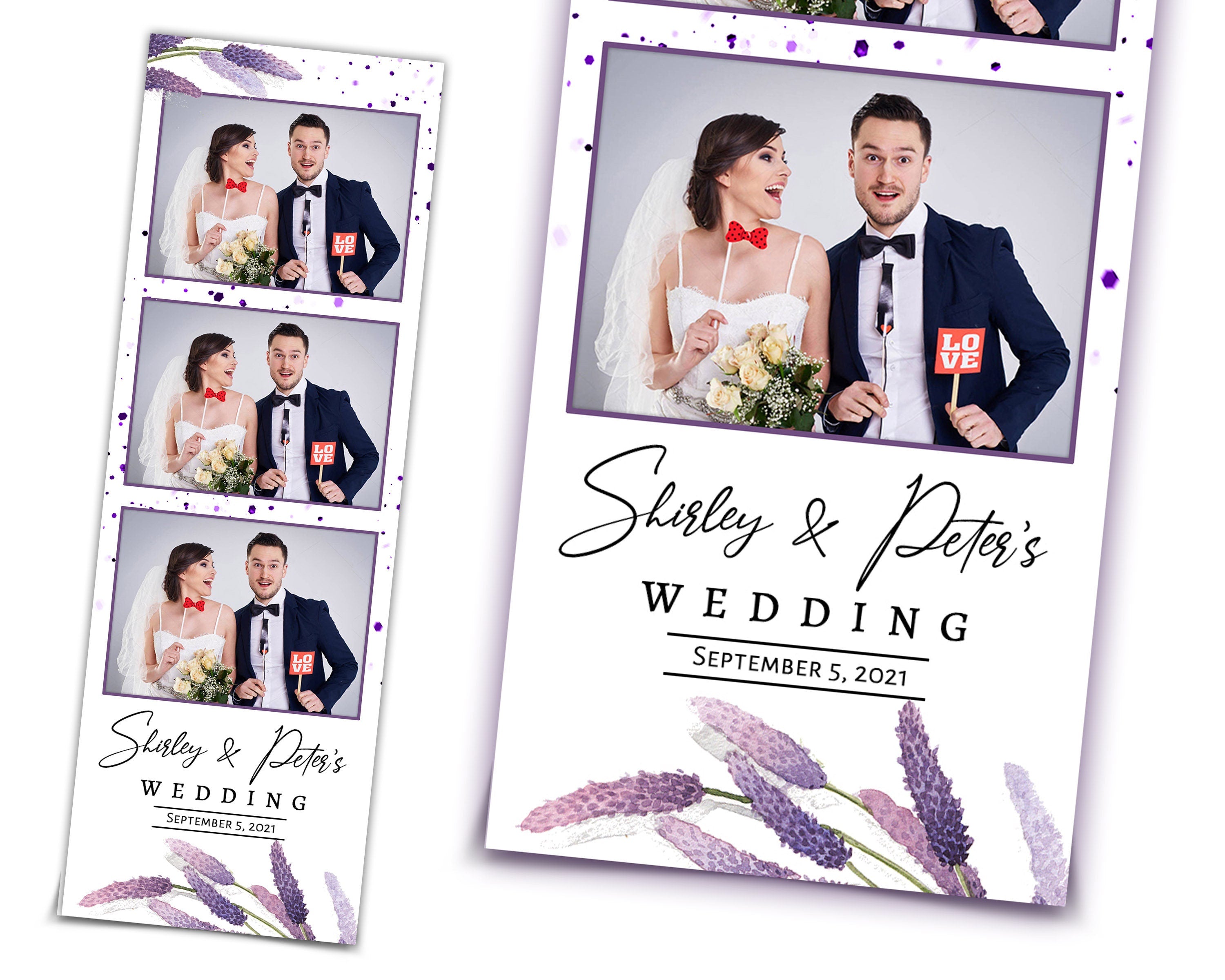 Wedding Photo Booth Template 2x6 lavender flower theme bridal shower purple photobooth template