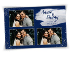 Photo Booth Template for Wedding, Blue Photobooth Template 4x6 inch 3 photos included FONT file