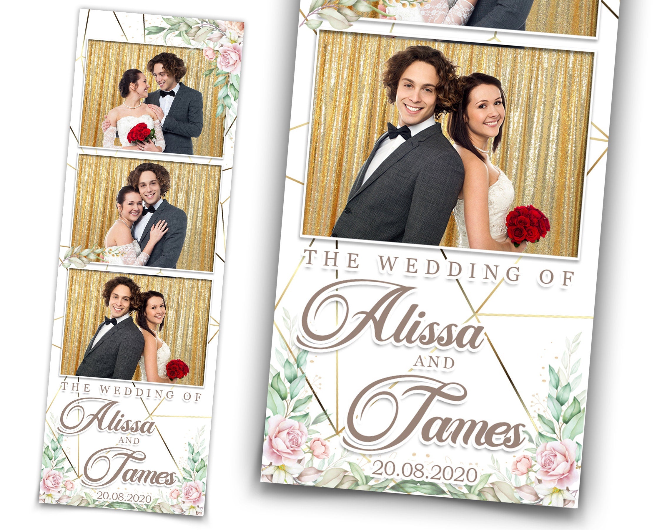 Wedding Photo Booth template bundle 2x6 stripe and 4x6