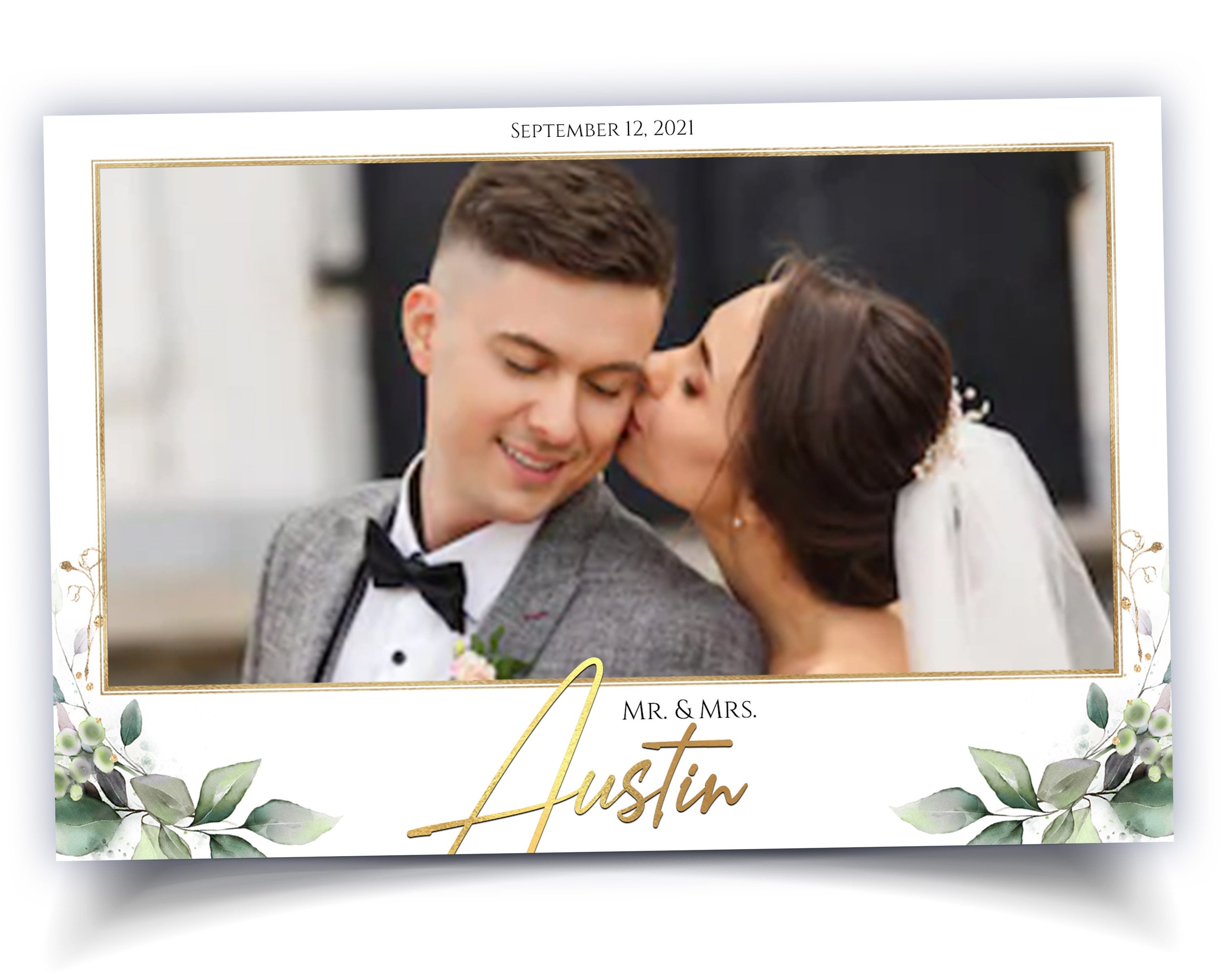 Wedding Photo booth Template Greenery and gold Bridal Shower Anniversary 4x6 landscape watercolor eucalyptus photobooth template TB336