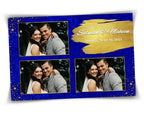 Photo Booth Template for Wedding, Blue Gold Photobooth Template 4x6 inch 3 photos included font