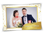 Photo Booth Template for Wedding, White Gold Photobooth Template 4x6 inch single photo Template