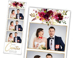 Wedding Photobooth Template, Burgundy Gold Photo Booth Template 2x6 Stripe 3 photo