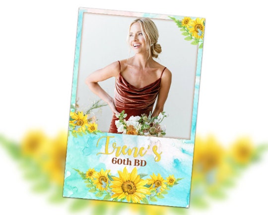 Sunflower Photo Booth Template 4x6 frame for sweet 16 wedding birthday