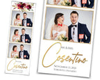 Wedding Photobooth Template, Burgundy Gold Photo Booth Template 2x6 Stripe 3 photo