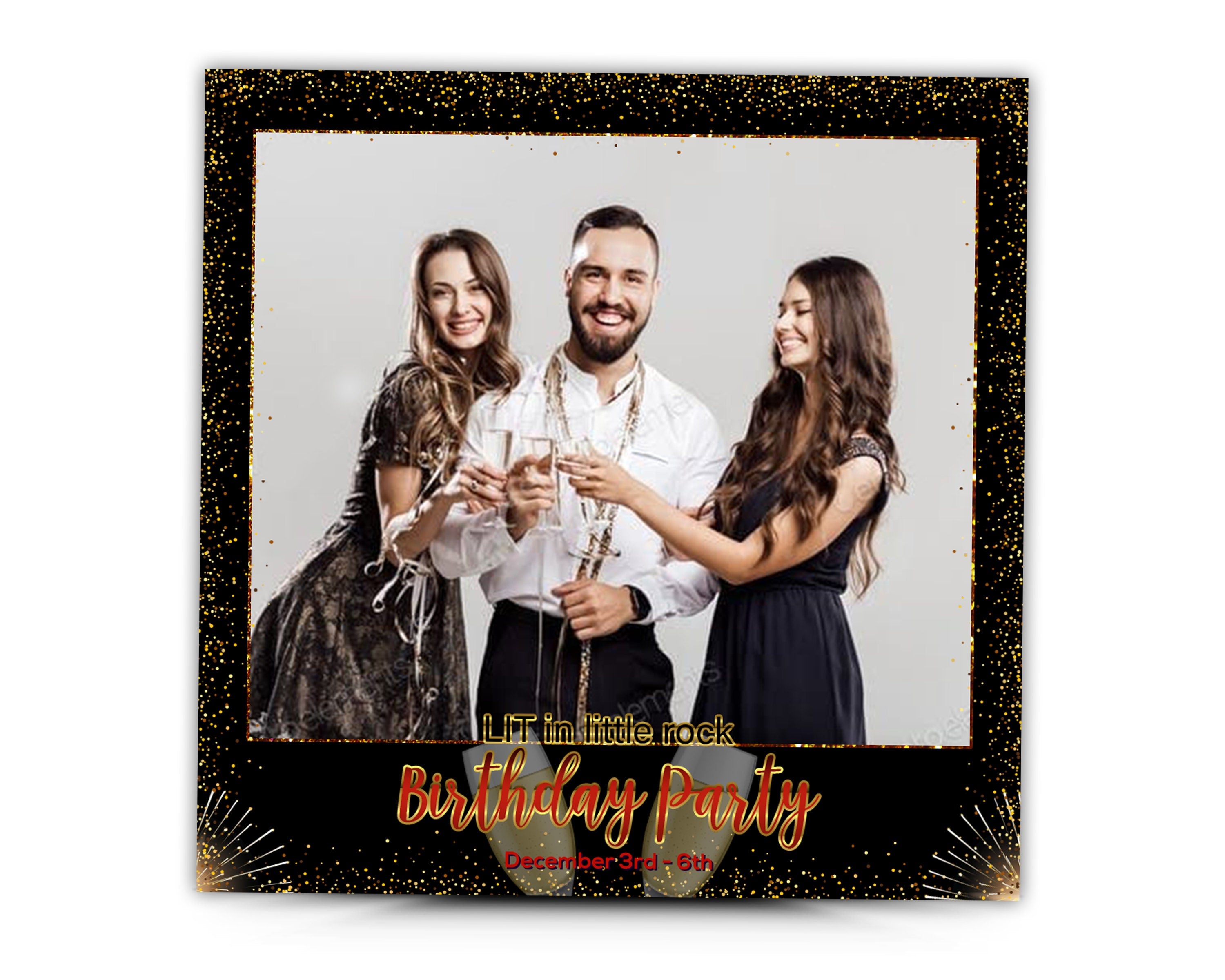 Photo Booth Template Birthday Party Gold Glitter Photobooth Template