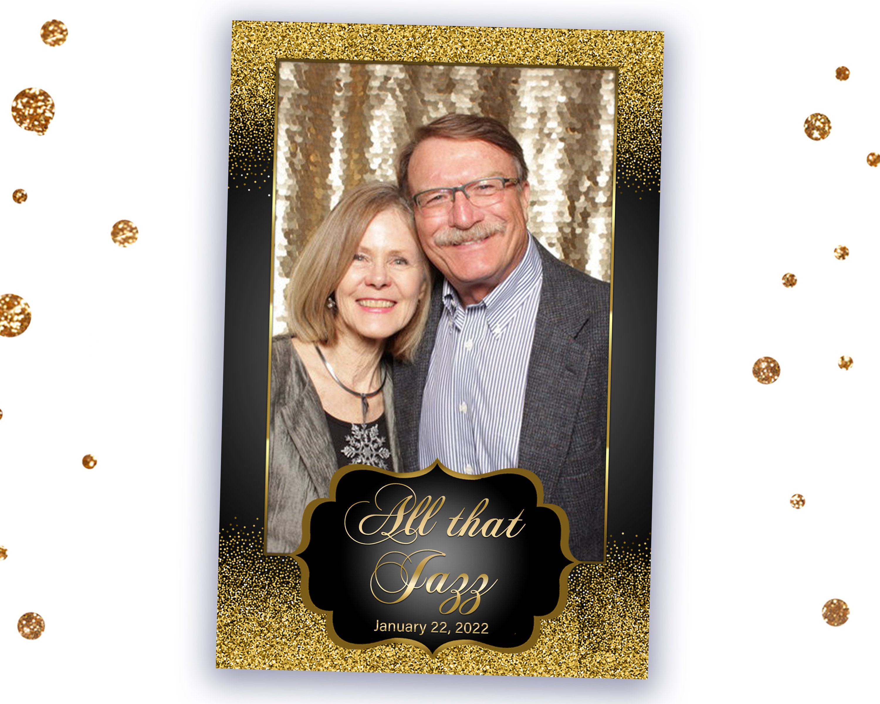 Wedding Photo booth Template Gold Glitter Photobooth Template for Birthday Gold Bridal Wedding Anniversary Photo Booth Template with FONT