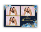 Quinceanera Sweet 16 photo booth template 4x6 silver and gold postcard royal blue and Photobooth