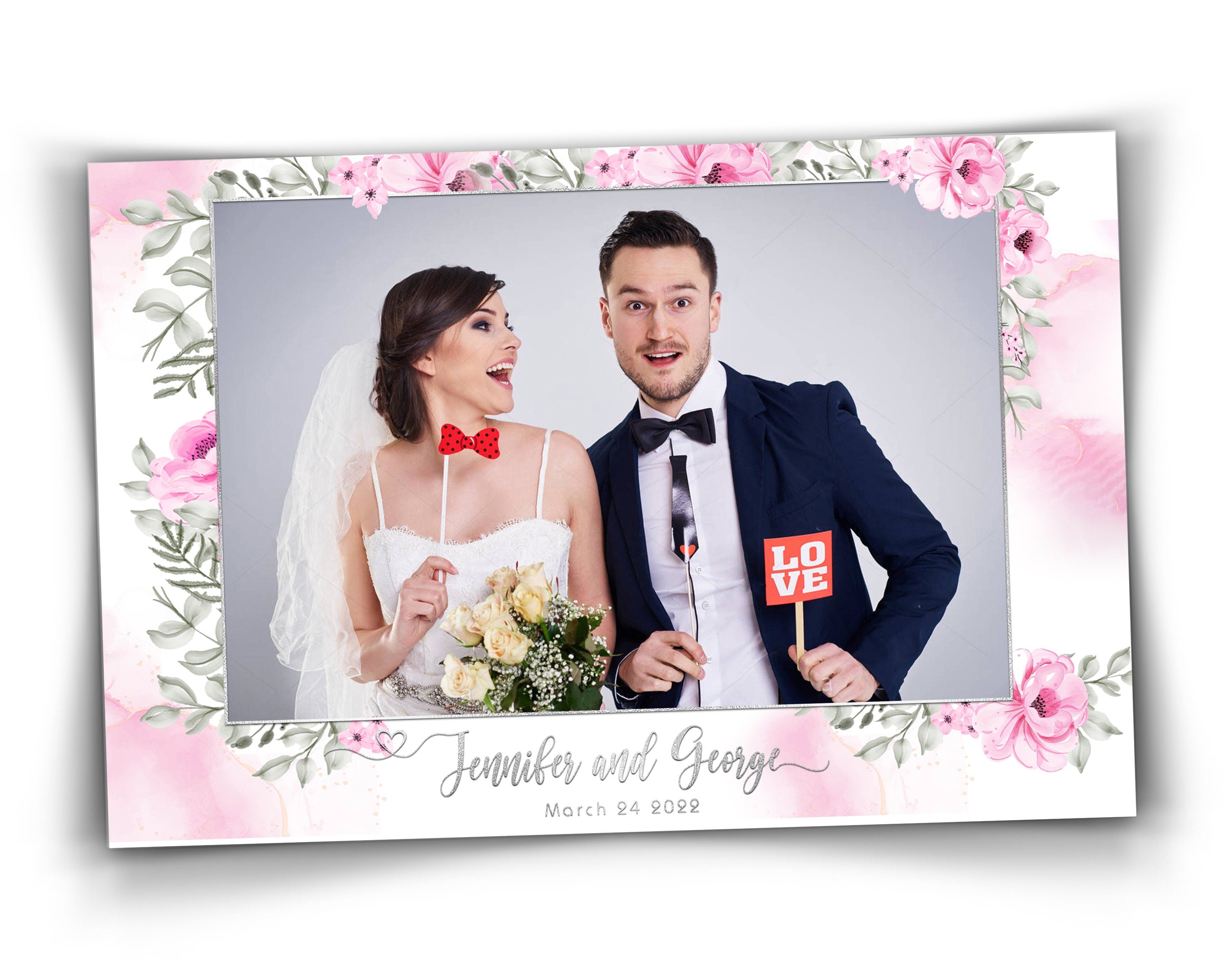 Wedding Photo Booth Template PINK Floral Photobooth Template, matte PINK and SILVER, Sweet Sixteen, Sweet 16, Bridal Shower
