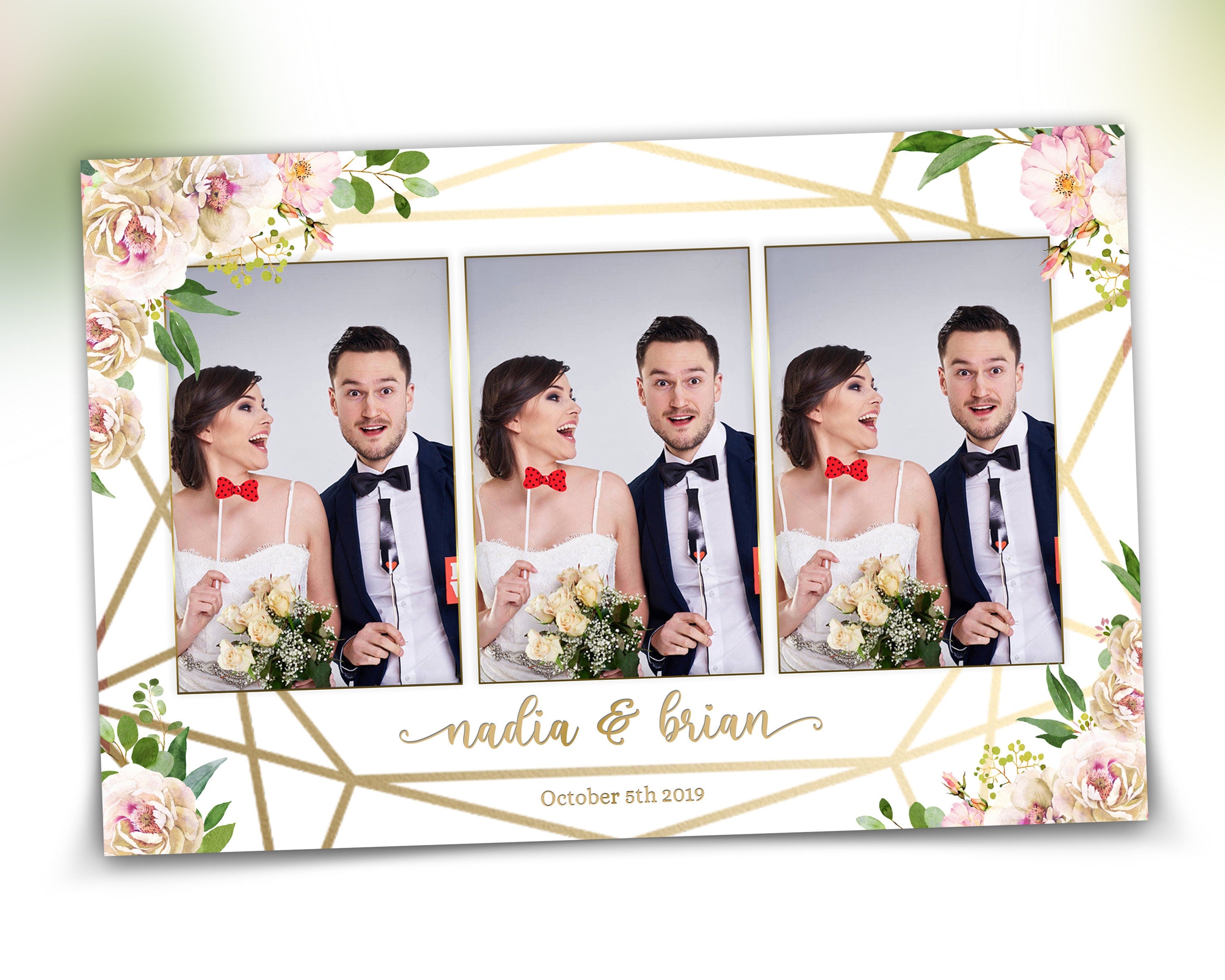Wedding Photobooth Template, Floral Photobooth Template, 6x4 Wedding Photo booth Template Mirror Booth