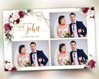 Wedding Photobooth Template, Anniversary Photo Booth, Bridal Shower, Maroon Flower Greenery Burgundy Flowers Overlay Frame 703