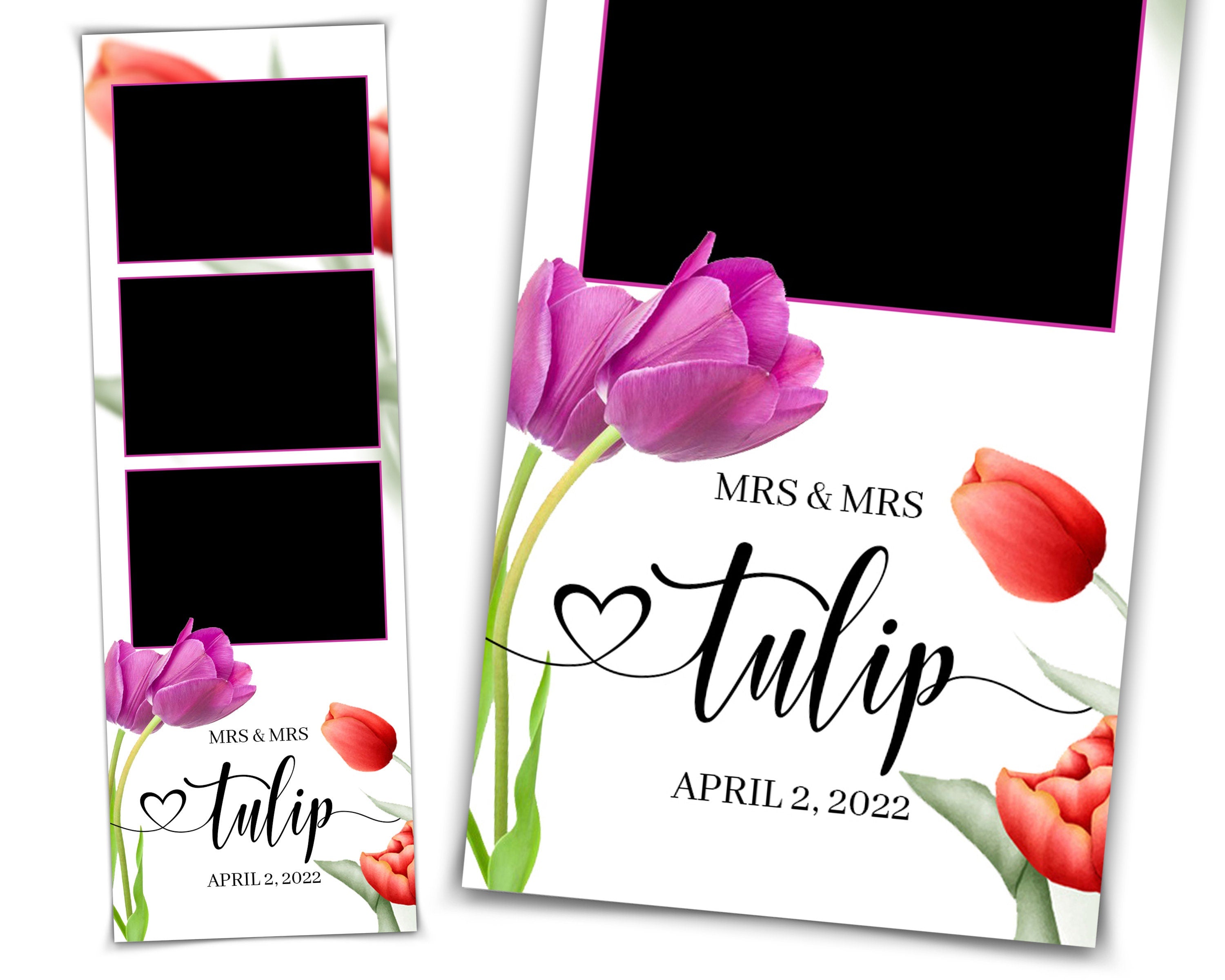 Wedding Photobooth Template Tulip Floral Photobooth Template 2x6 Photo booth Tulips Sweet Sixteen 16 Bridal Shower Birthday