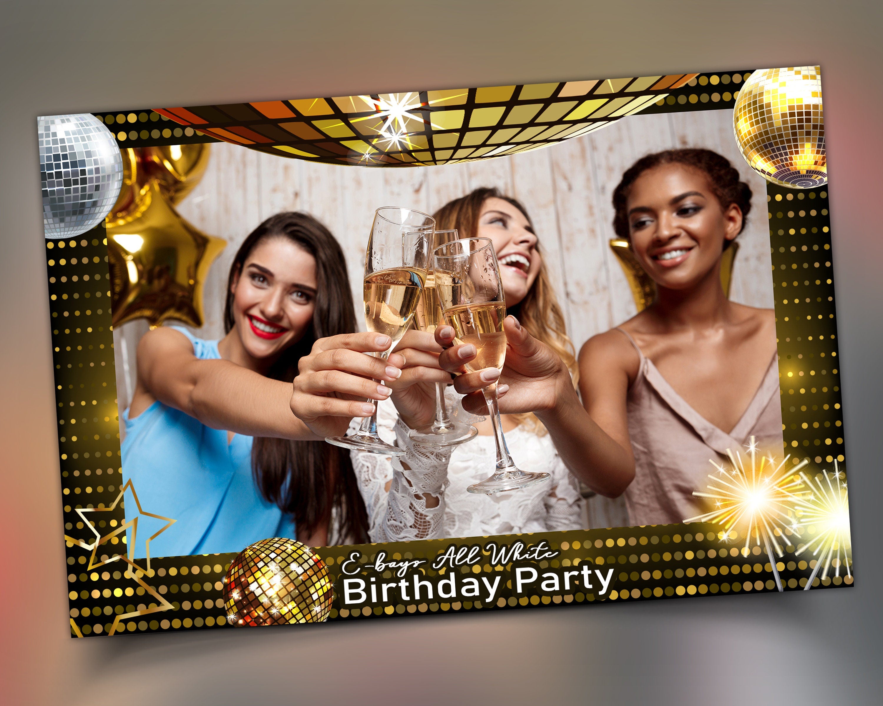 Mirror Booth photo booth template, Birthday, Disco Party, New Year, Holiday, Night Party, Festival Celebration, Photo Booth Template