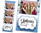 SWEET 16 Photo booth Template, Blue Glitter Photobooth Template, 2x6 Photo Sweet Sixteen, Sweet 16, Bridal Shower, PSD PNG
