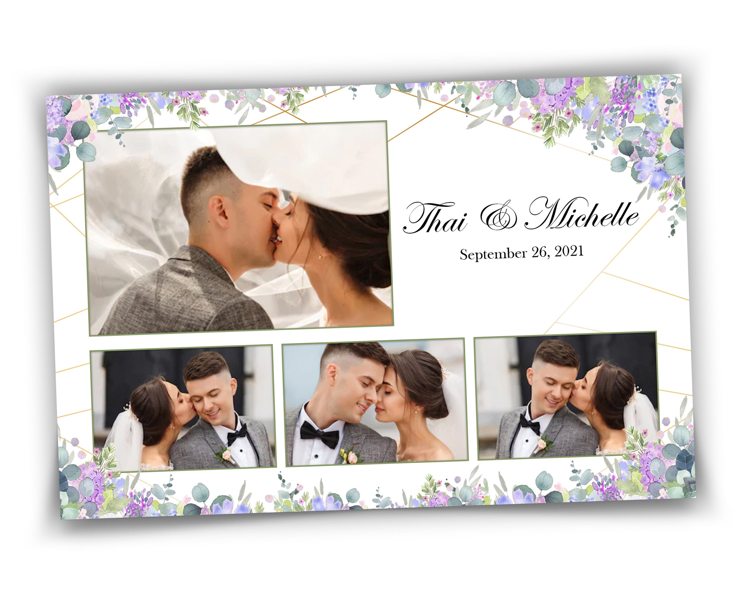 Purple Wedding 4x6 Photo Booth Template Bridal Shower Sweet 16 Floral Anniversary Photobooth Template with PSD PNG