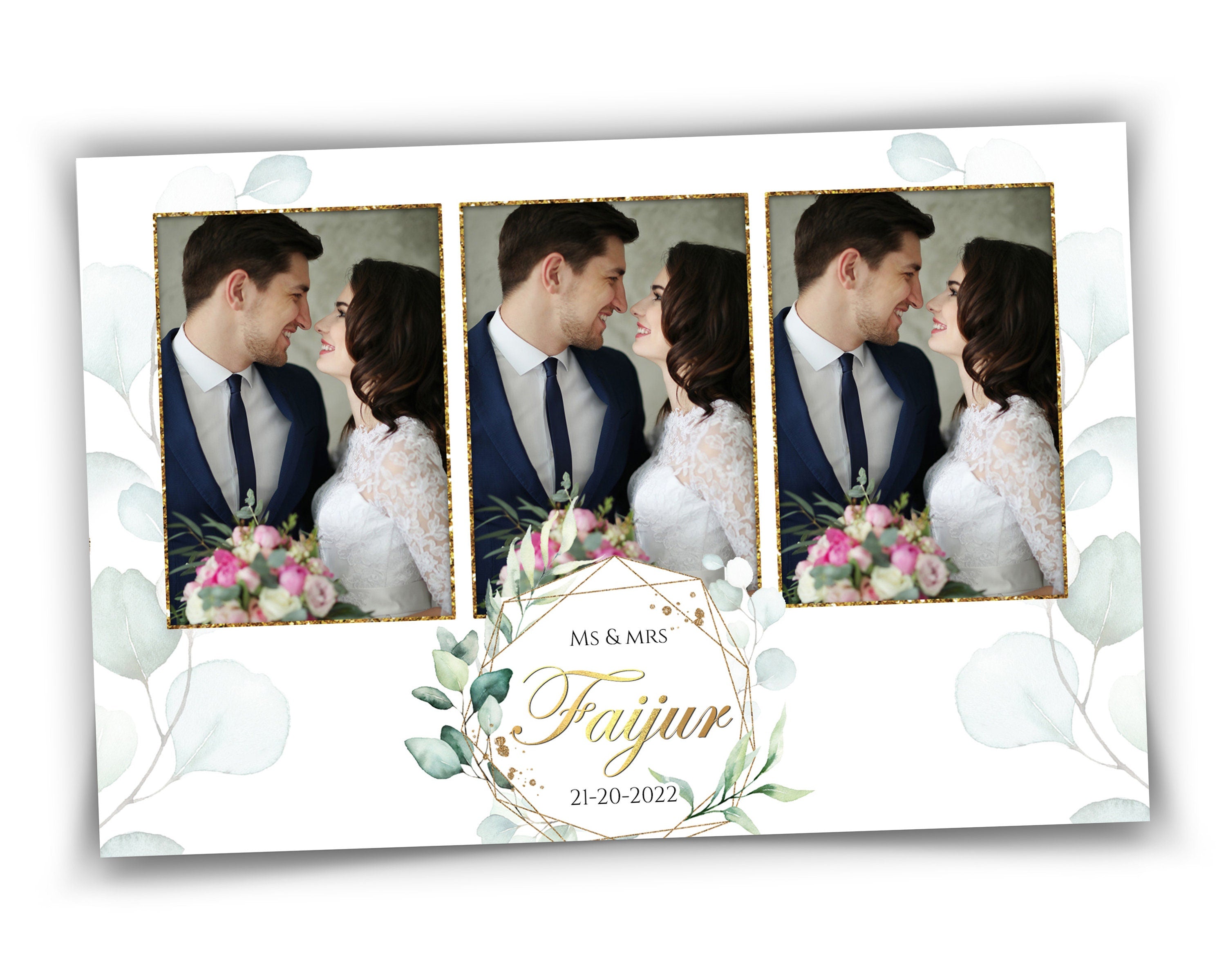 Wedding photo booth template with eucalyptus 4x6 Mirror Booth 3 Photos Photobooth Template