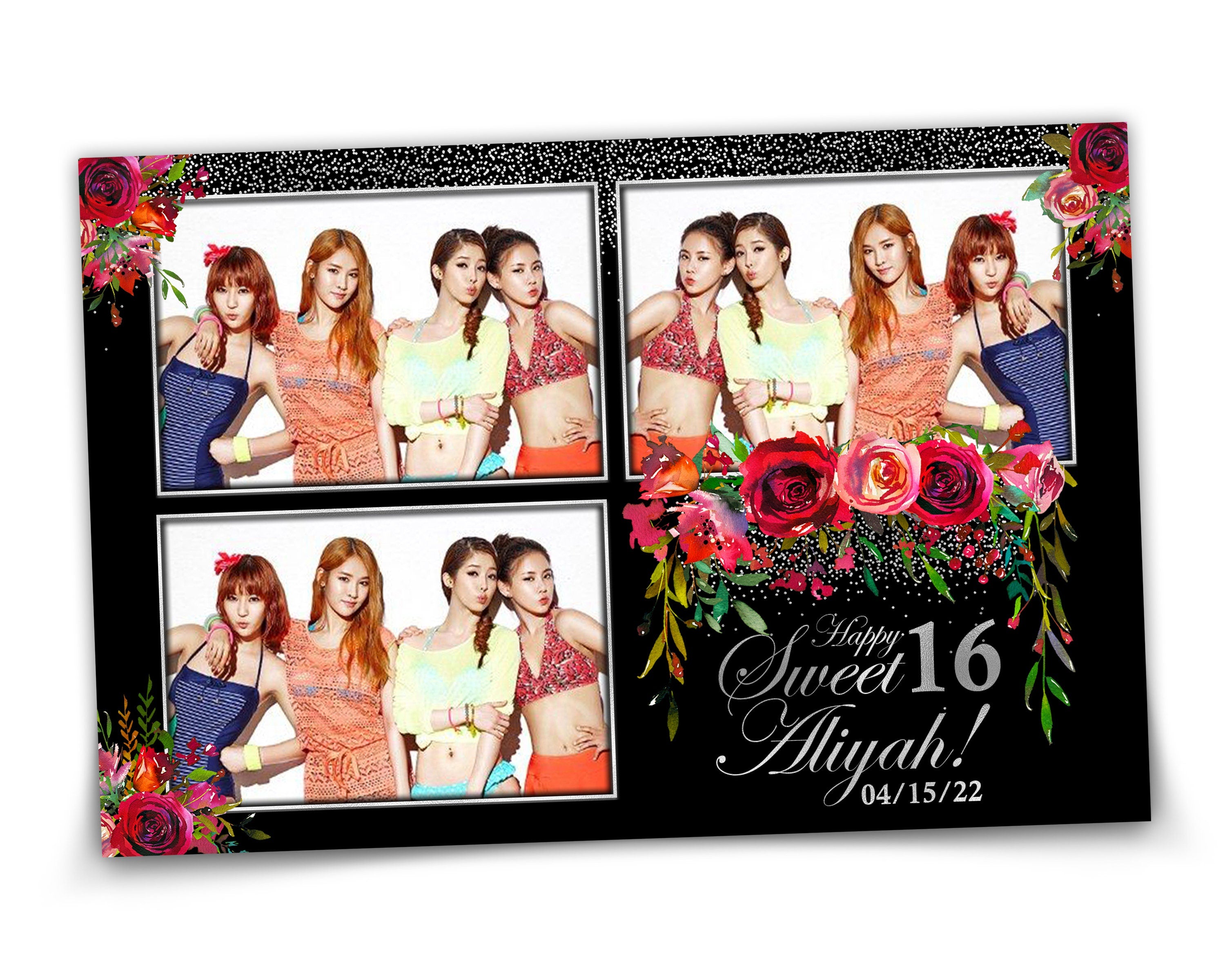 Photobooth Template Floral Bridal Wedding Quinceanera Sweet Sixteen 16 Birthday Photo Booth Template 4x6