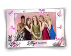 Birthday Butterfly Quinceañera Photobooth template 4x6 sweet sixteen 16 birthday purple pink photo booth