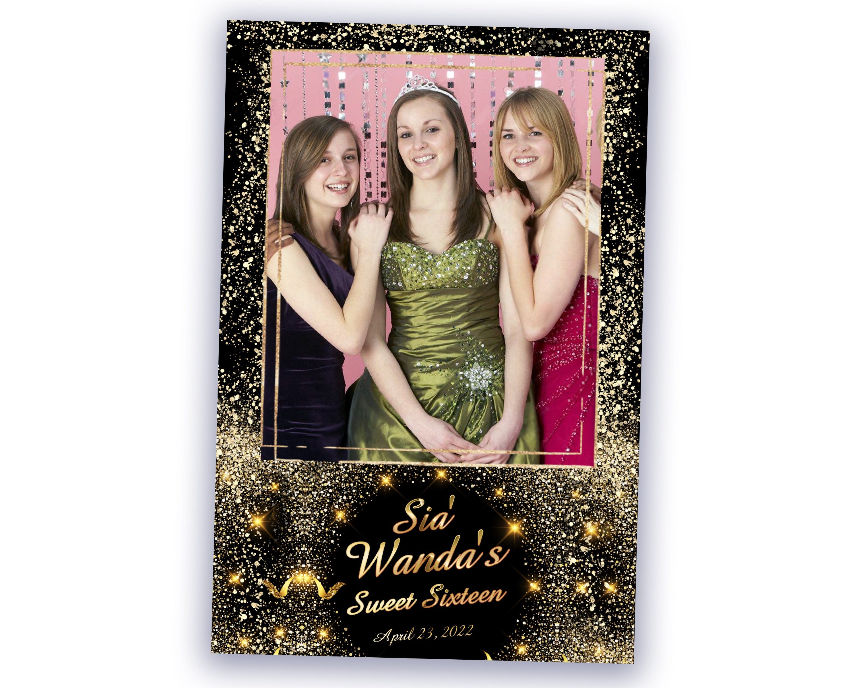 Photo Booth Template Birthday Party Gold Glitter Photobooth Template 2x6  3 Photo or, 2 Strip 6 photos