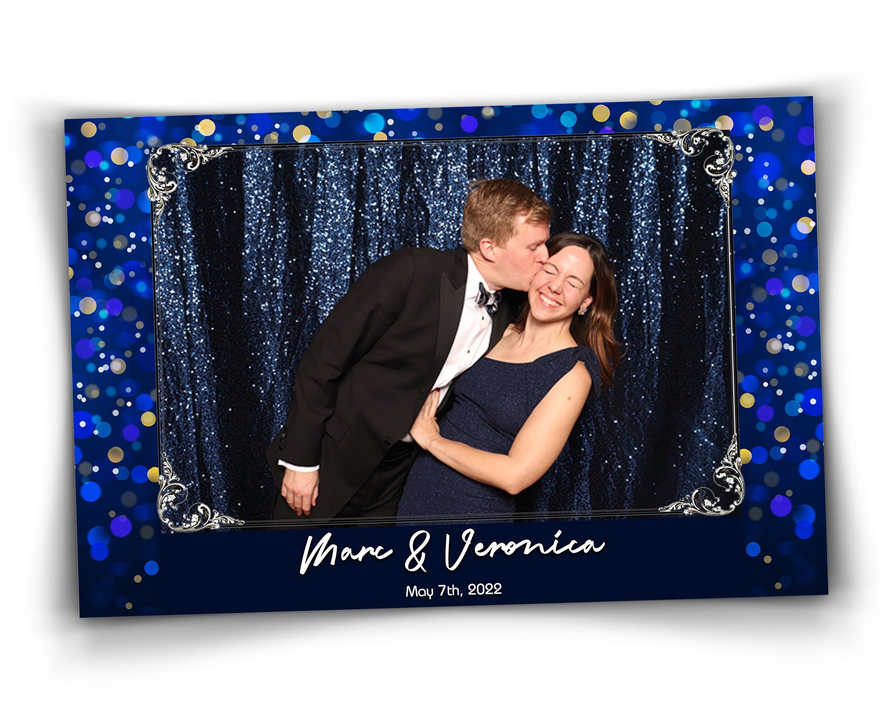 Photo Booth Template for Wedding  Bridal Shower Sweet 16 Floral Anniversary Blue 2x6 Photobooth Template with Font