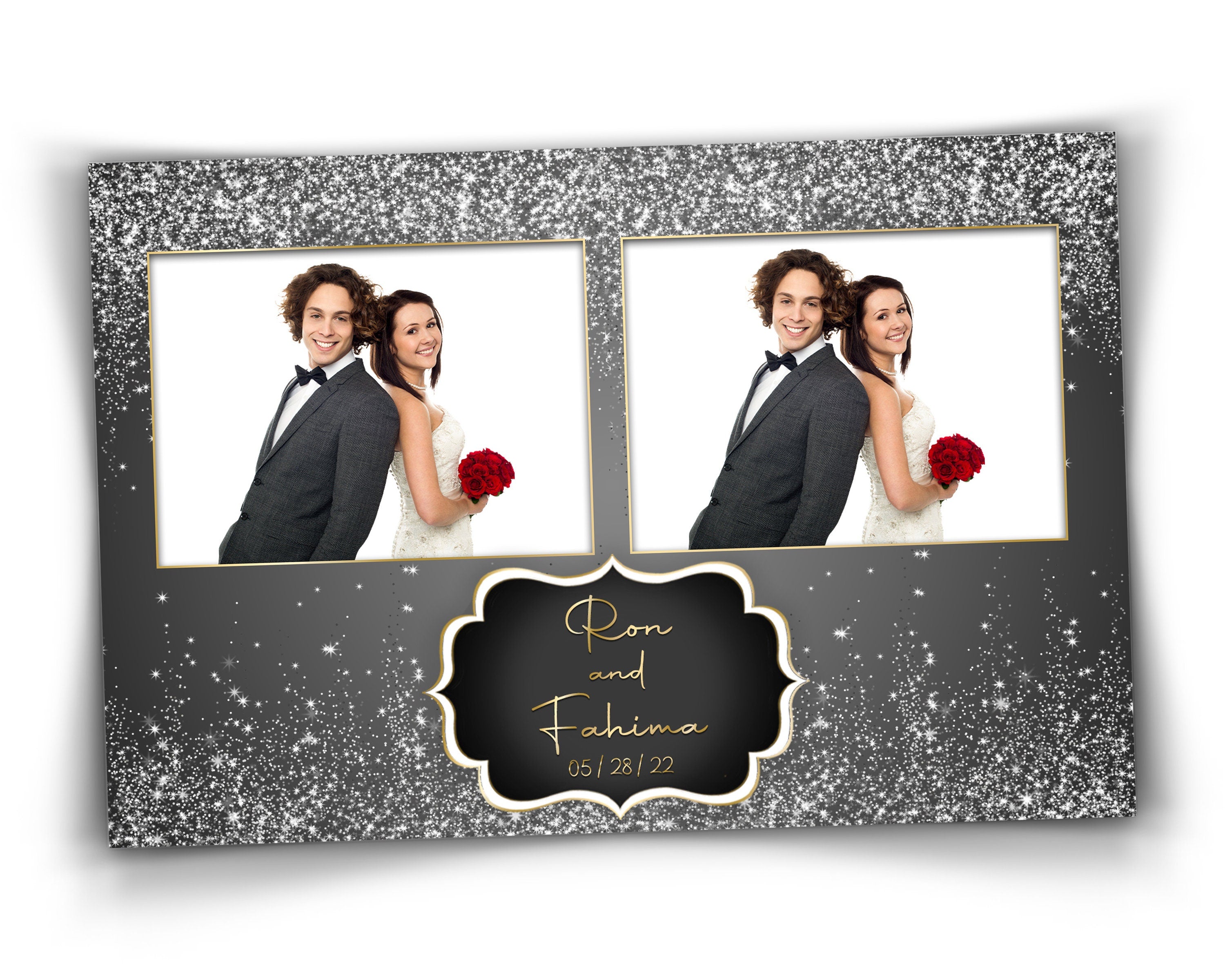 Silver Gold Photobooth Template Birthday Wedding Glitter photo booth template