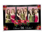 Photobooth Template Floral Bridal Wedding Quinceanera Sweet Sixteen 16 Birthday Photo Booth Template 4x6, 3 photo