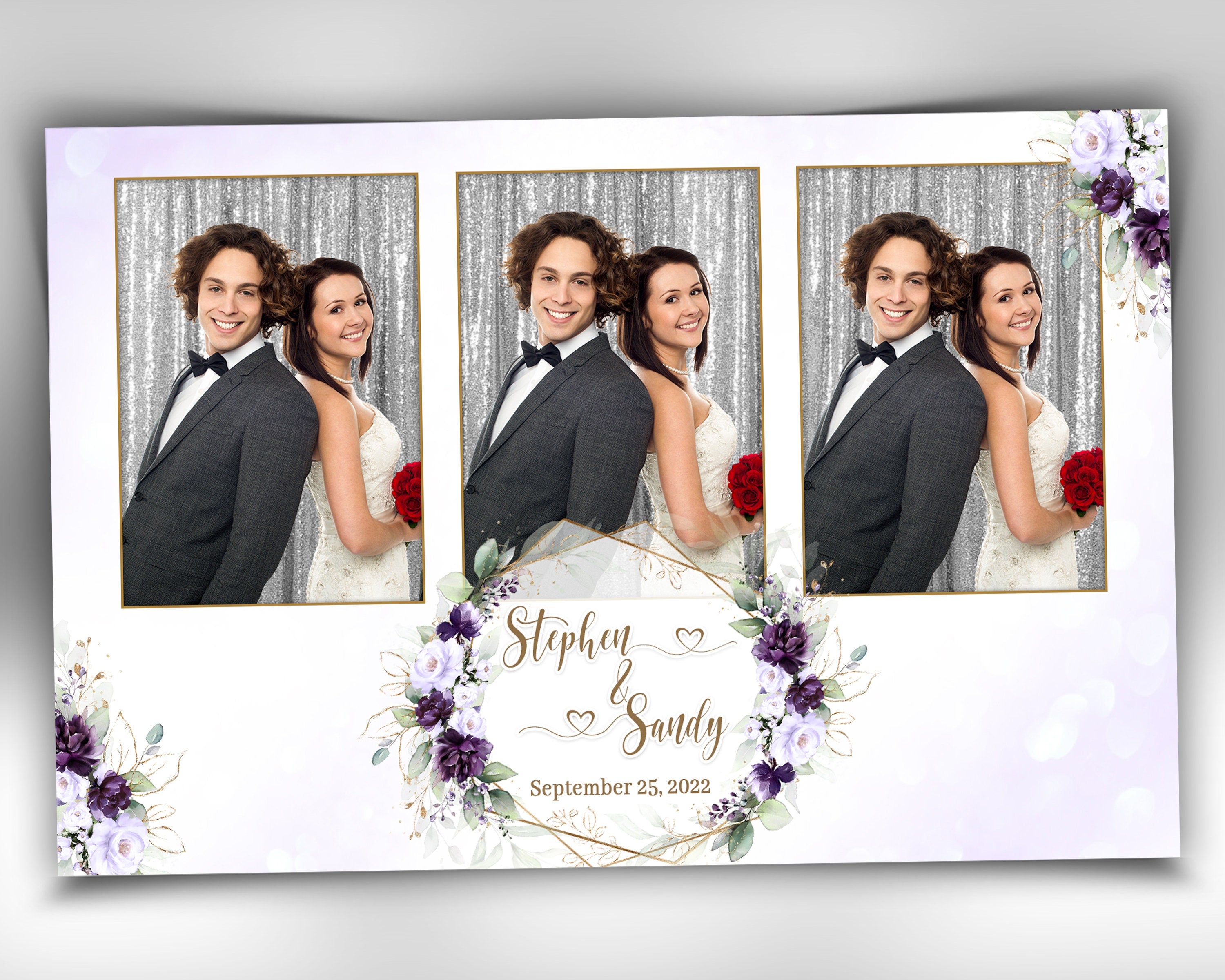 Wedding Mirror Photo Booth Template Purple Floral Photobooth Template Sweet Sixteen Sweet 16 Bridal Shower purple color Anniversary