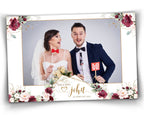 Wedding Photobooth Template, Anniversary Photo Booth, Bridal Shower, Maroon Flower, Burgundy Flowers  Landscape Overlay Frame, 703
