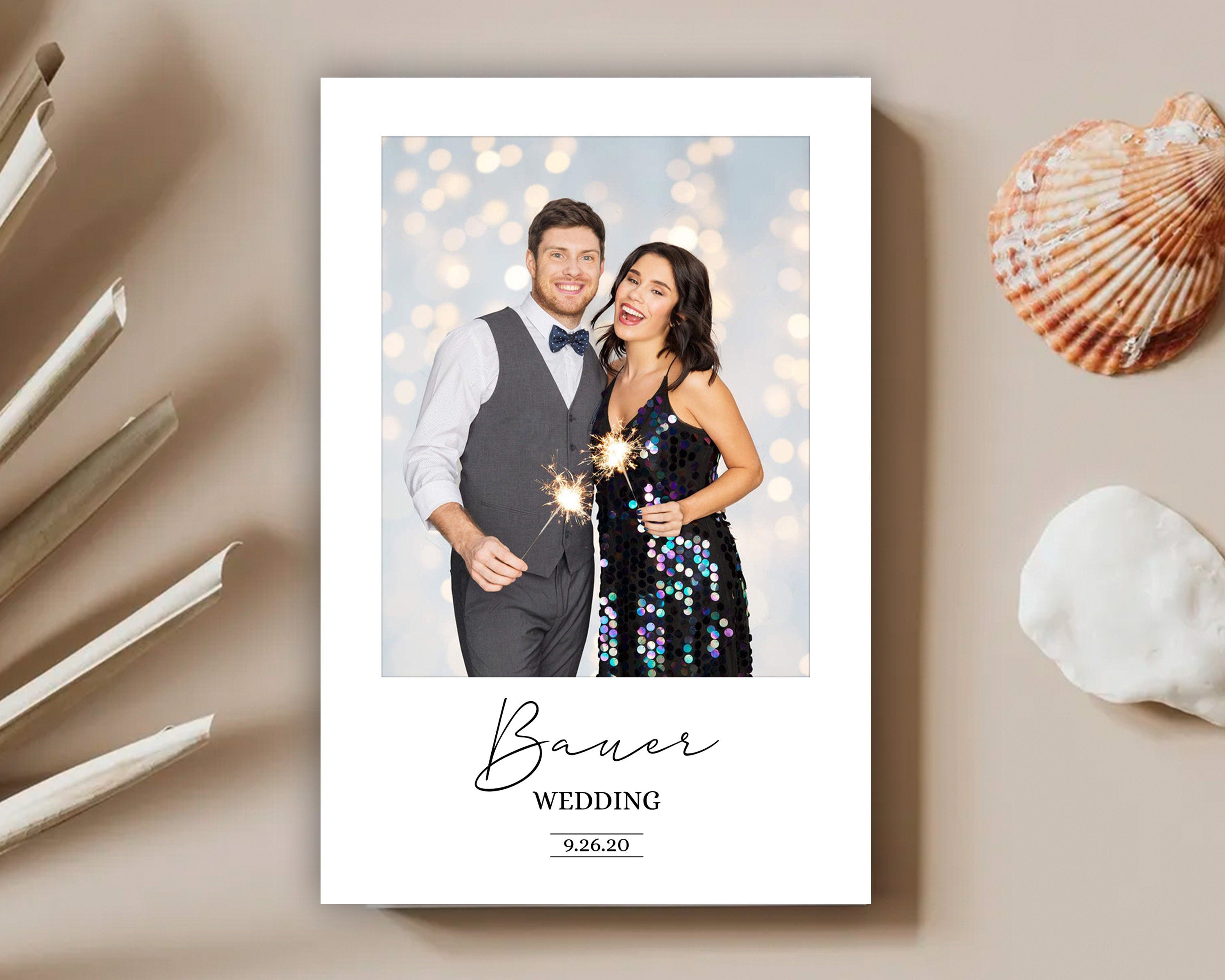 Wedding signature black and white Wedding/ Anniversary Photo Booth Template 4x6 portrait inch Photobooth Template with FONT