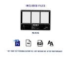 Movie Reel Film Photobooth Template Birthday Cinema Roll Wedding 4x6 photo booth template black white