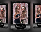 Photo Booth Template Silver Sparkle Glitter Birthday Party Anniversary Wedding Disco Sweet 16 4x6 Portrait Single Photobooth Template