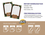 Christmas Photobooth Template 2024 Happy Holidays and New Year Wooden and Greenery with Lights 4x6 Portrait Xmas Photo booth Template CM4