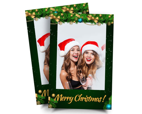 Green Gold Christmas Photobooth Template 4x6 Portrait Mirror booth template Single photo