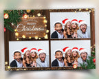 Christmas Photobooth Template 2024 Happy Holidays and New Year 2024, Wooden and Greenery with Lights 4x6 Xmas Photo booth Template CM4