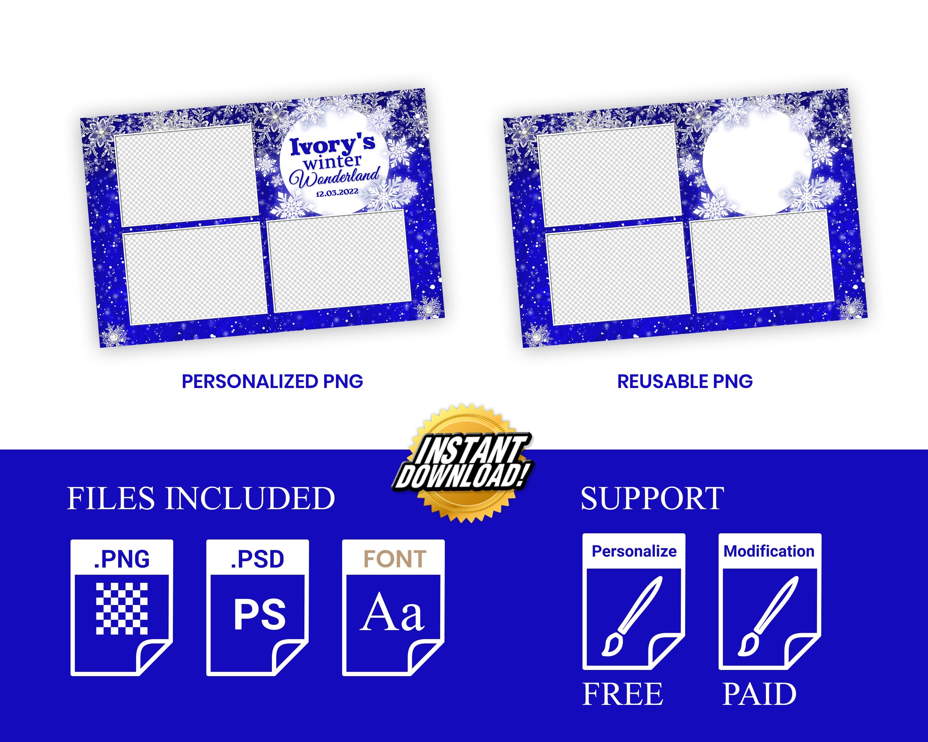 Photo Booth Template, Winter Wonderland, Winter Carnival 2021 4x6 3 photos