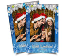 Winter Wonderland & Merry Christmas Holiday Party Photobooth Template, New Year 2023 4x6 Portrait mirror booth white pine tree snow flakes
