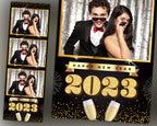 Photo Booth Template New Year 2023 Golden Photobooth Template2x6 Photo Strips Frame Template