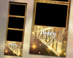 Photo Booth Template New Year Party gold & black Photobooth Template 2x6  Strip Photo Frame Template 2025